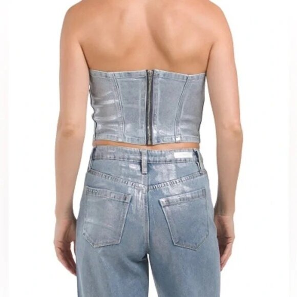 Blank NYC Blue Denim Bustier Crop Top - Size Medium, New with Tags - Picture 2 of 2